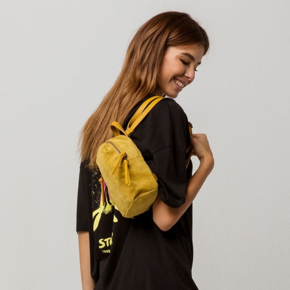 T-Shirt & Jeans Handbags - Mustard Yellow Corduroy Mini Backpack